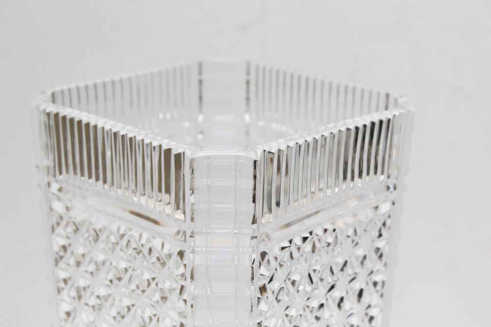 Waterford Crystal Large Tapered Square Vase