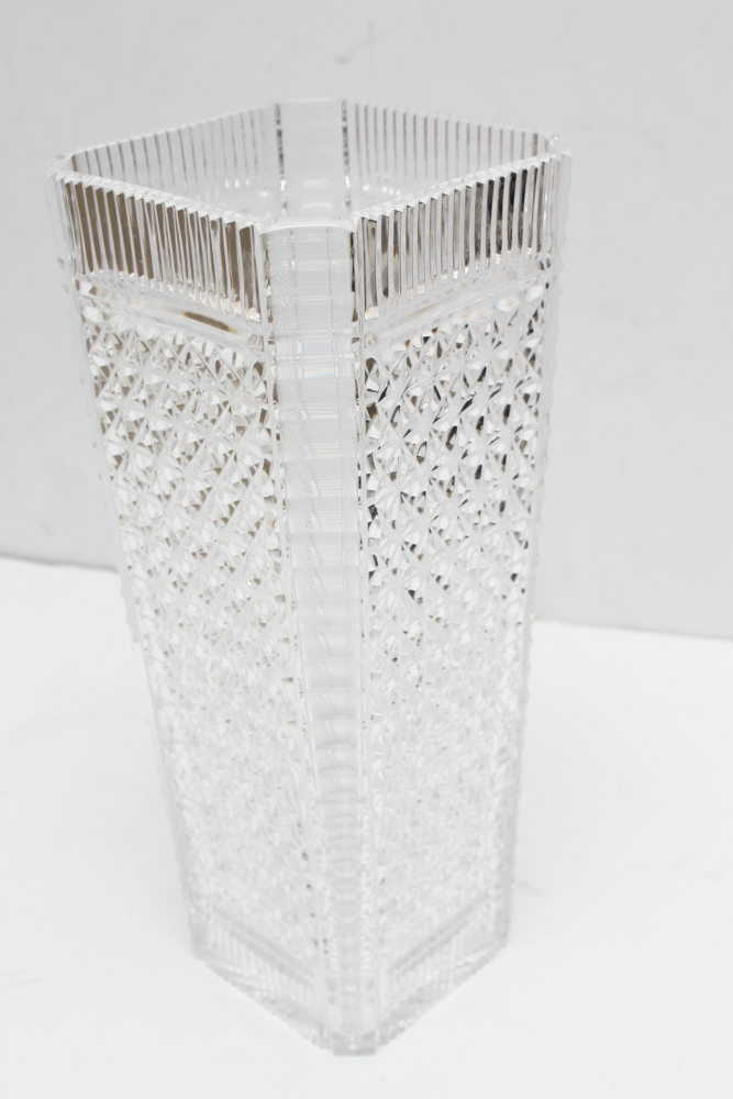 Waterford Crystal Large Tapered Square Vase