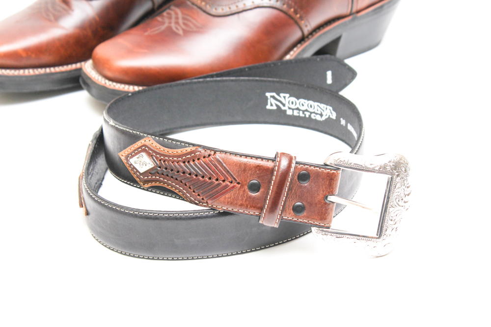 Durango Two Tone Leather Cowboy Boots and Nocona Leather Belt