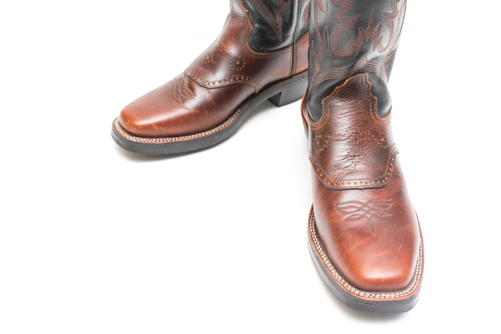 Durango Two Tone Leather Cowboy Boots and Nocona Leather Belt