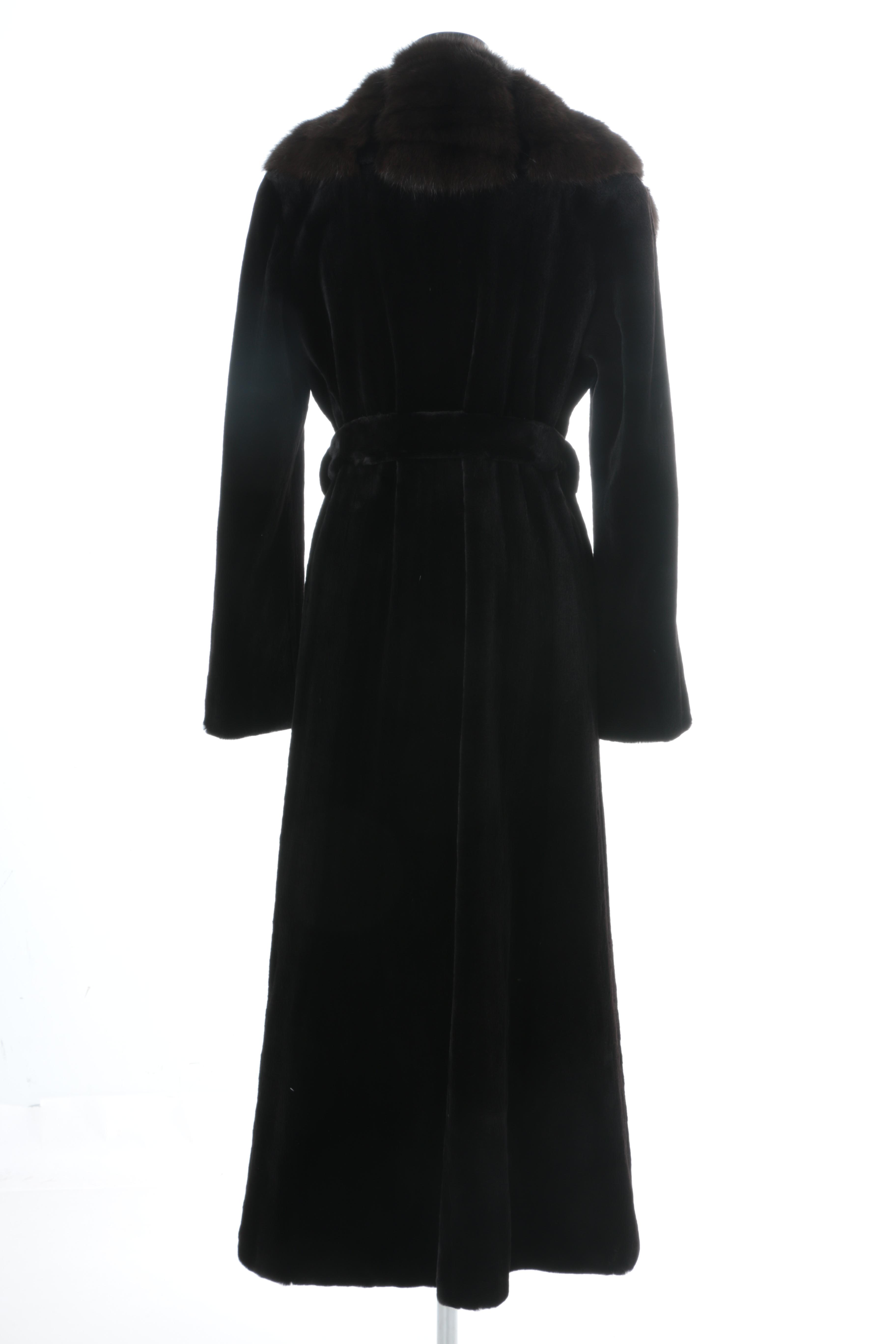 Janucci Full Sheared Mink Fur Coat With Sable Collar