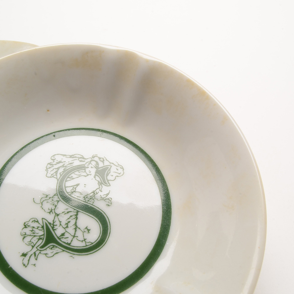 Pigeon Forge Pottery Vase and Five China Saucers