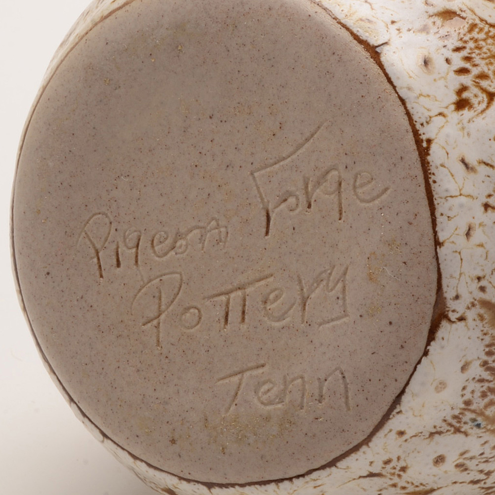 Pigeon Forge Pottery Vase and Five China Saucers