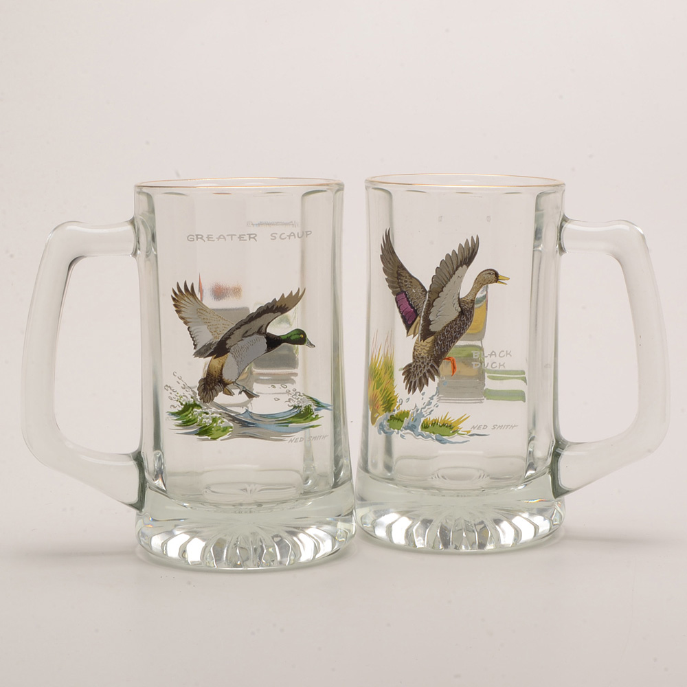 Vintage Signed Ned Smith Bird Mugs