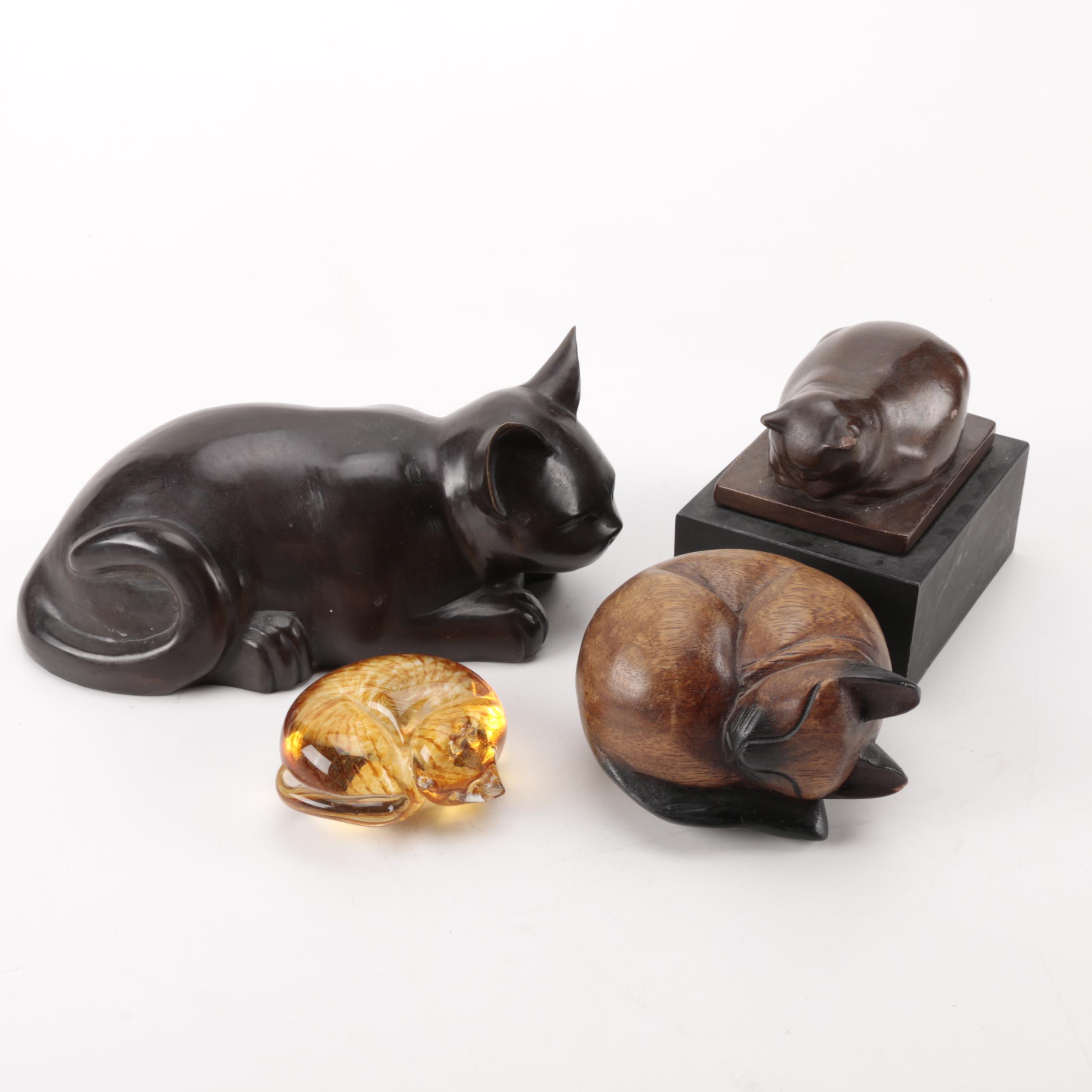 Grouping of Sleepy Cat Figurines