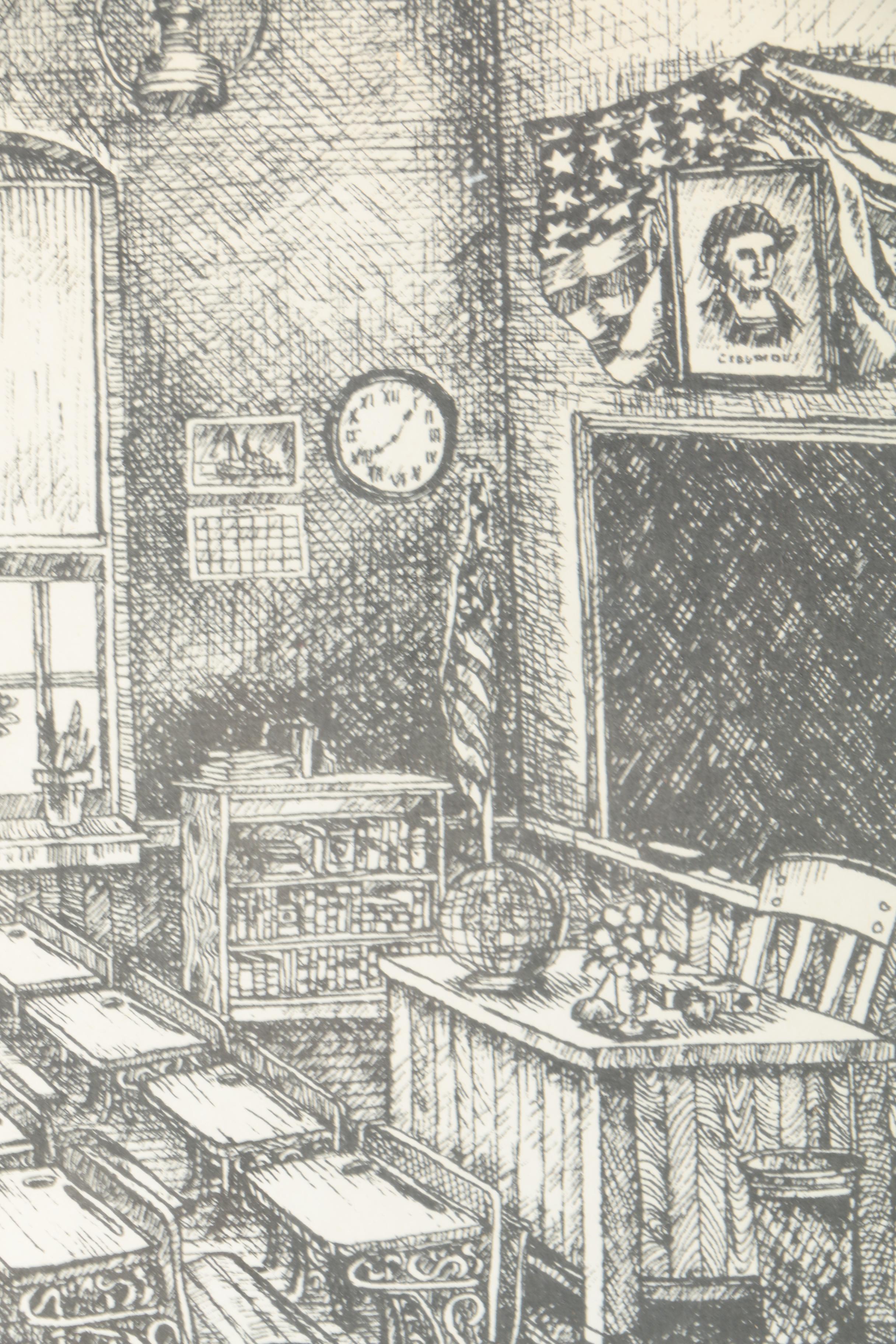 Tommy Fulton Limited Edition Lithograph on Paper of Class Room