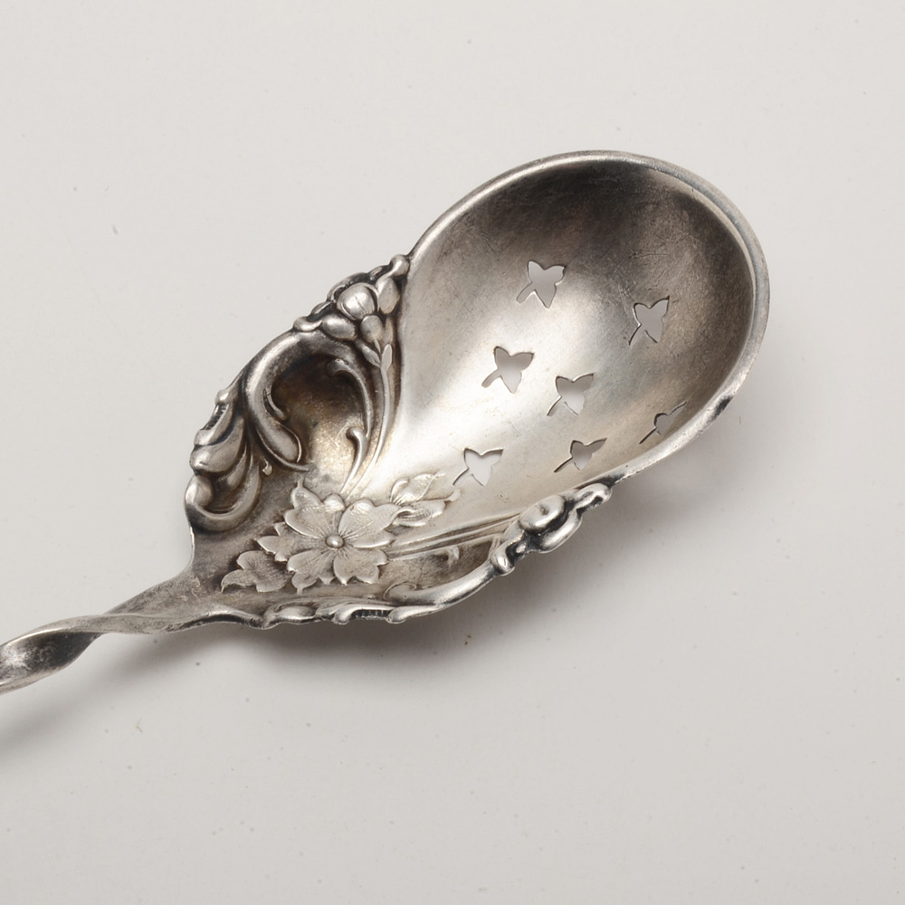 Antique Sterling Silver Olive Spoon