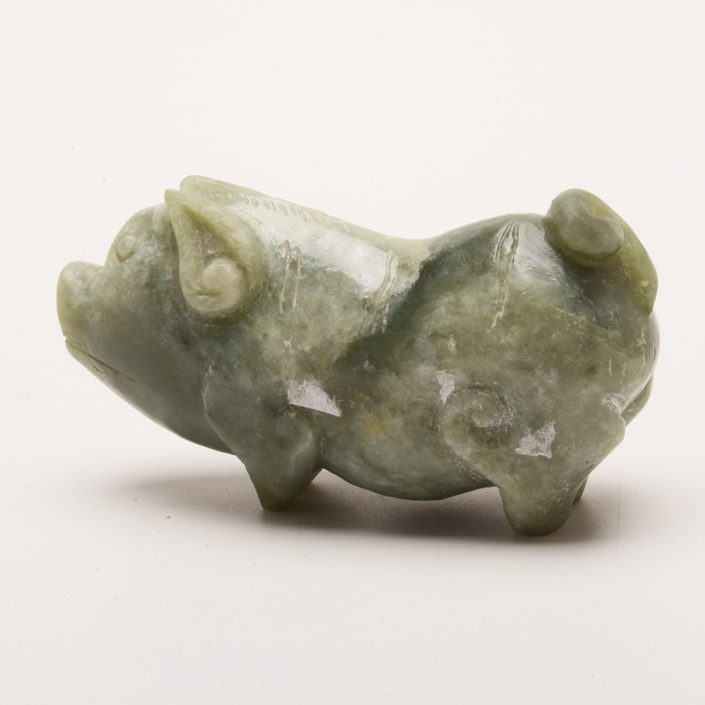 Asian Carved Pig and Cloisonné Tea Pot