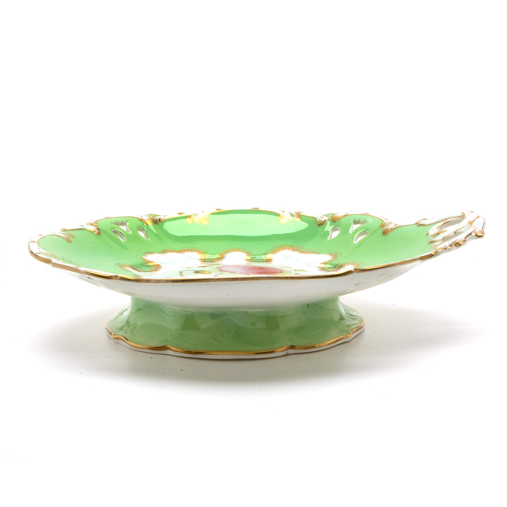 Antique Hand Painted Porcelain Pedestal Cake Stand