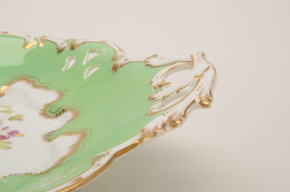 Antique Hand Painted Porcelain Pedestal Cake Stand