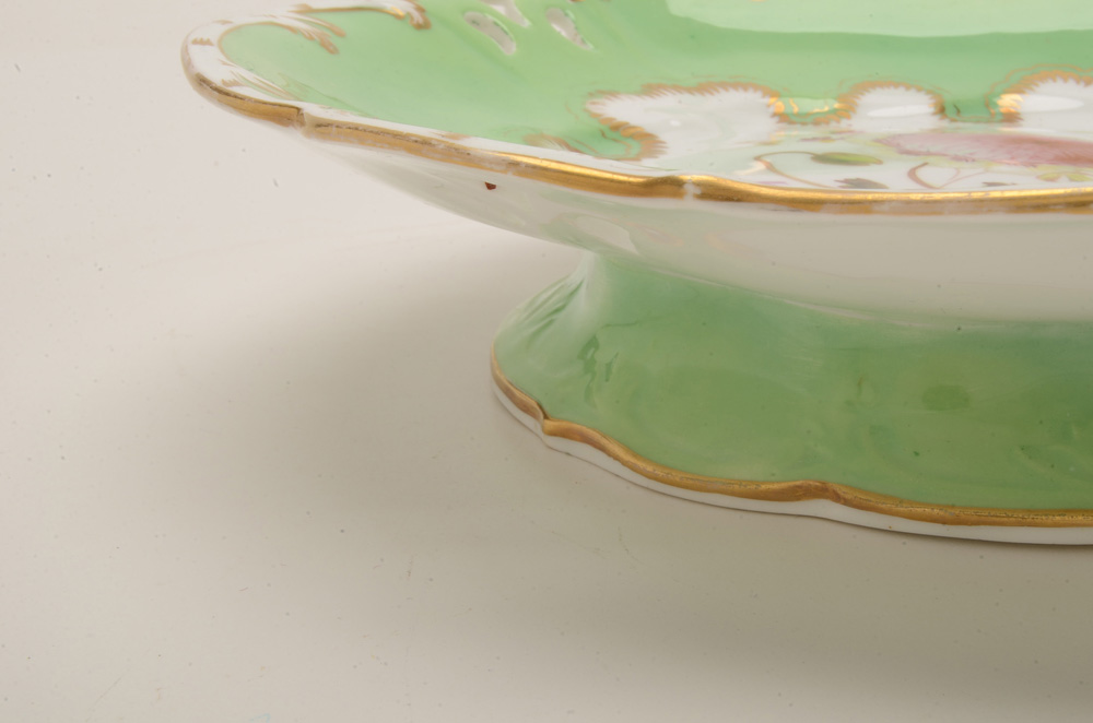 Antique Hand Painted Porcelain Pedestal Cake Stand