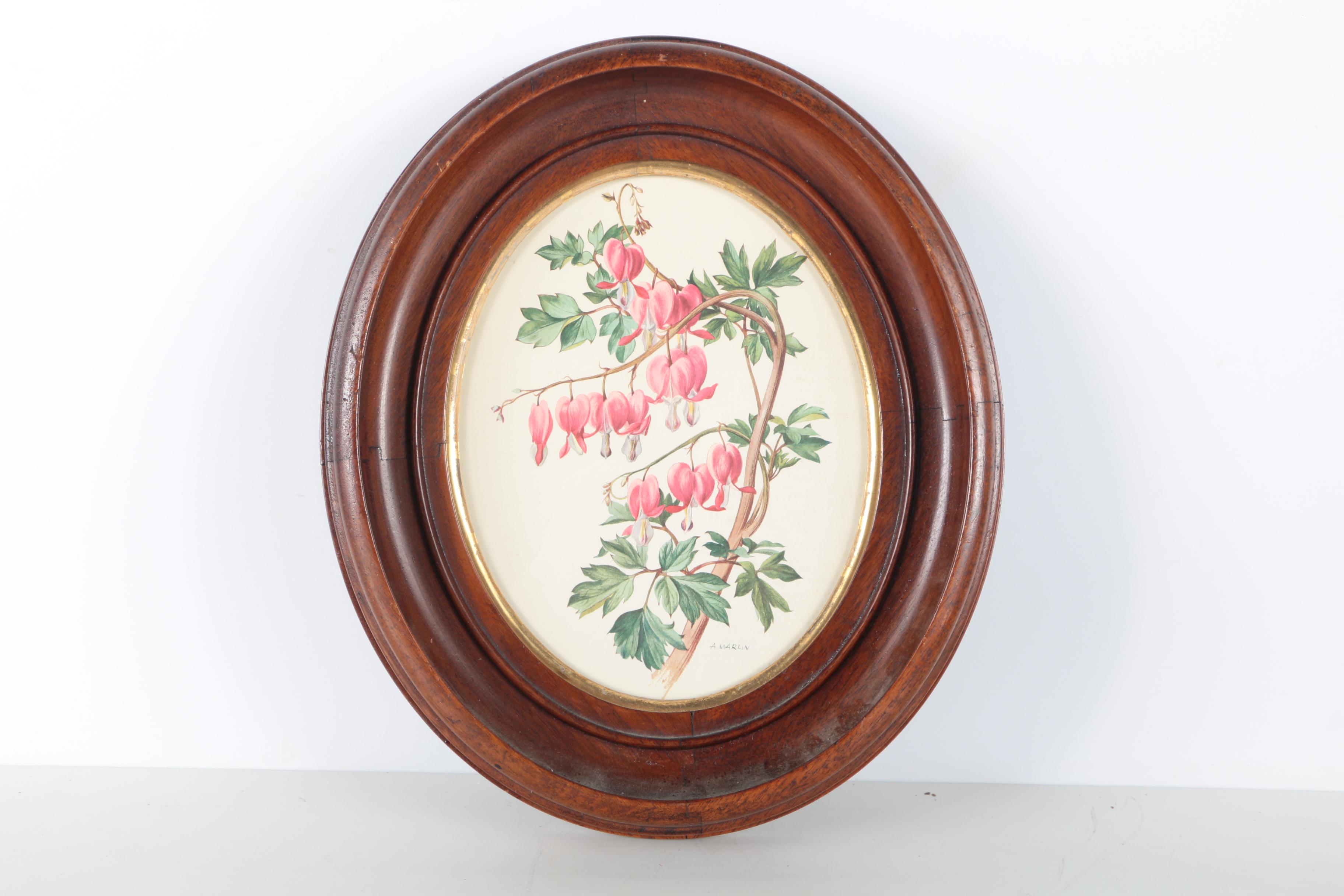 Three Botanical Prints of Pink Flowers