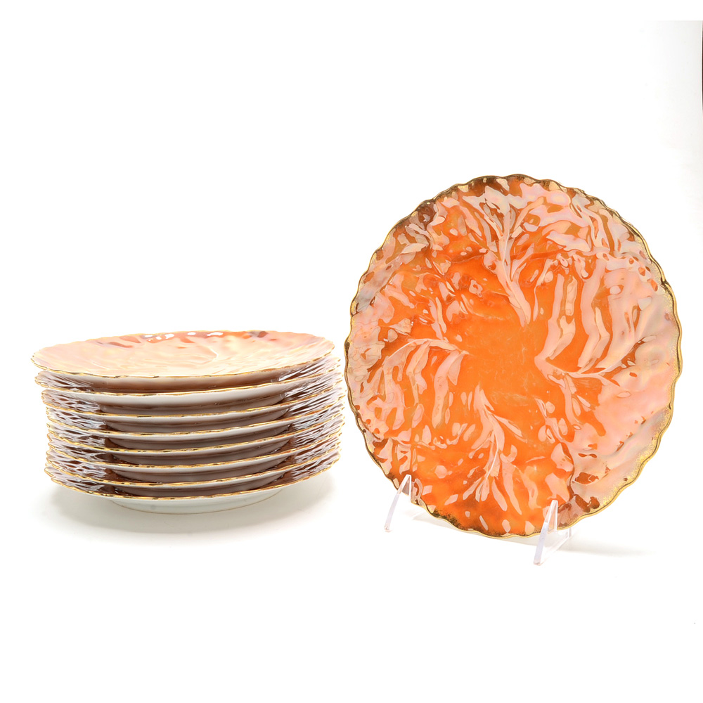 Vintage R.S. Germany Cabbage Leaf Porcelain Bowl and Plates