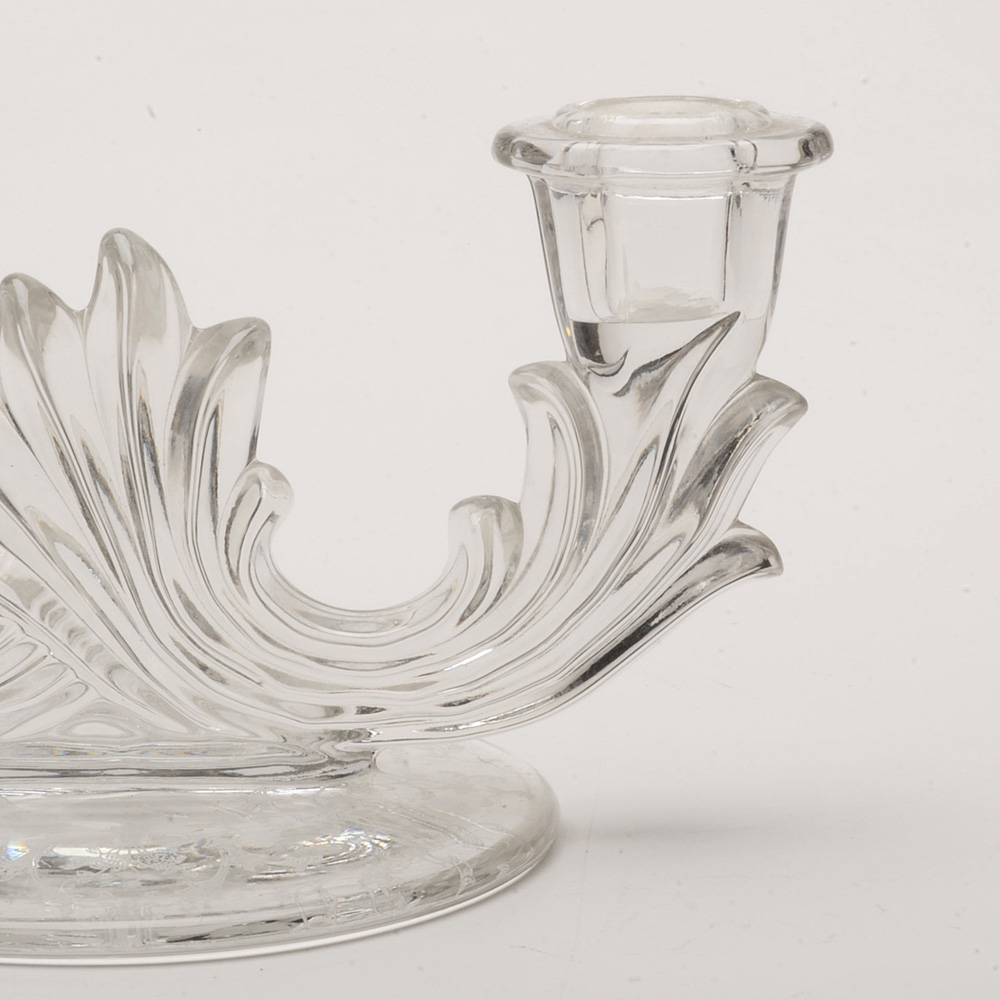 Pair of Etched Depression Glass Candle Holders