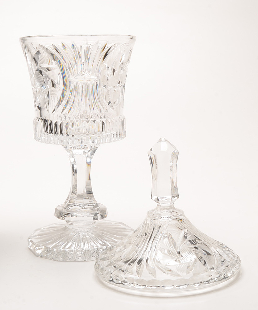 Cut Crystal Decanter and Covered Compote