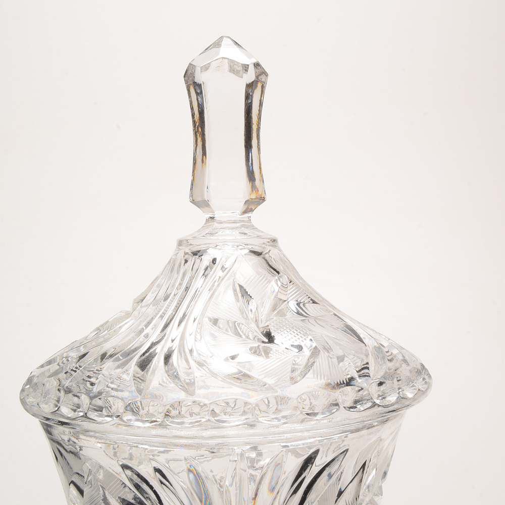 Cut Crystal Decanter and Covered Compote
