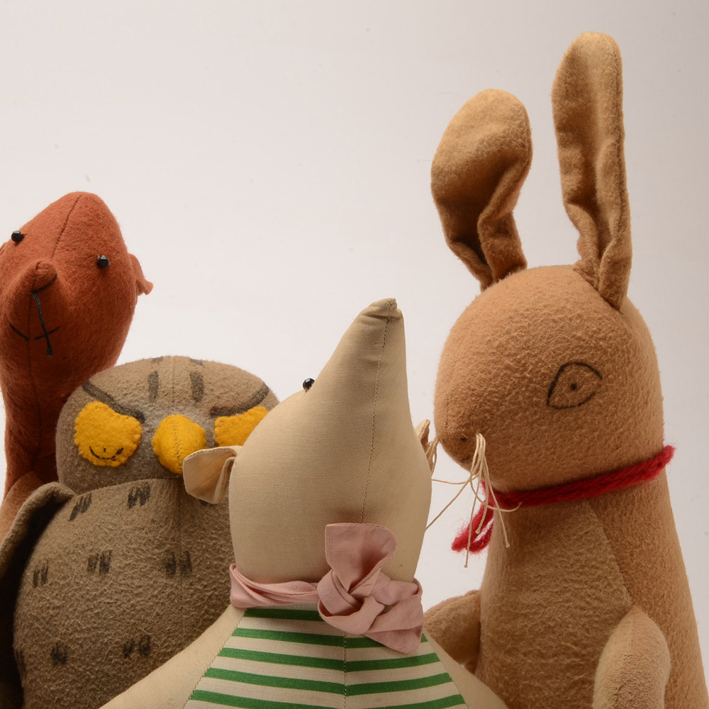 Vintage Felt and Muslin Winnie-the-Pooh Character Dolls