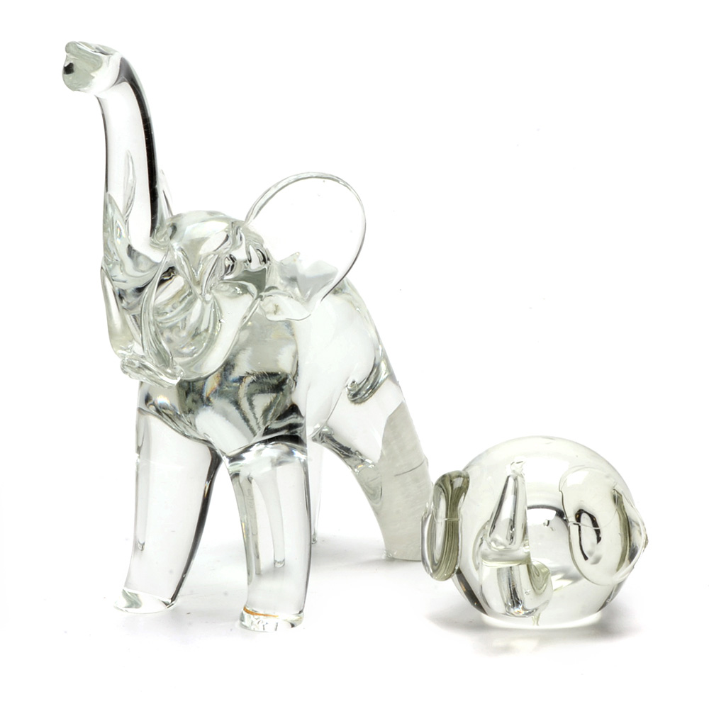 Group of Crystal Elephant Figurines