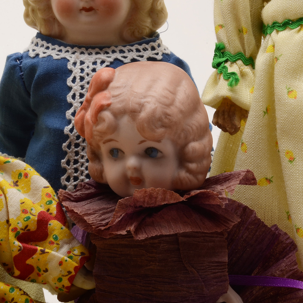 Group of Contemporary Moulded Hair Dolls