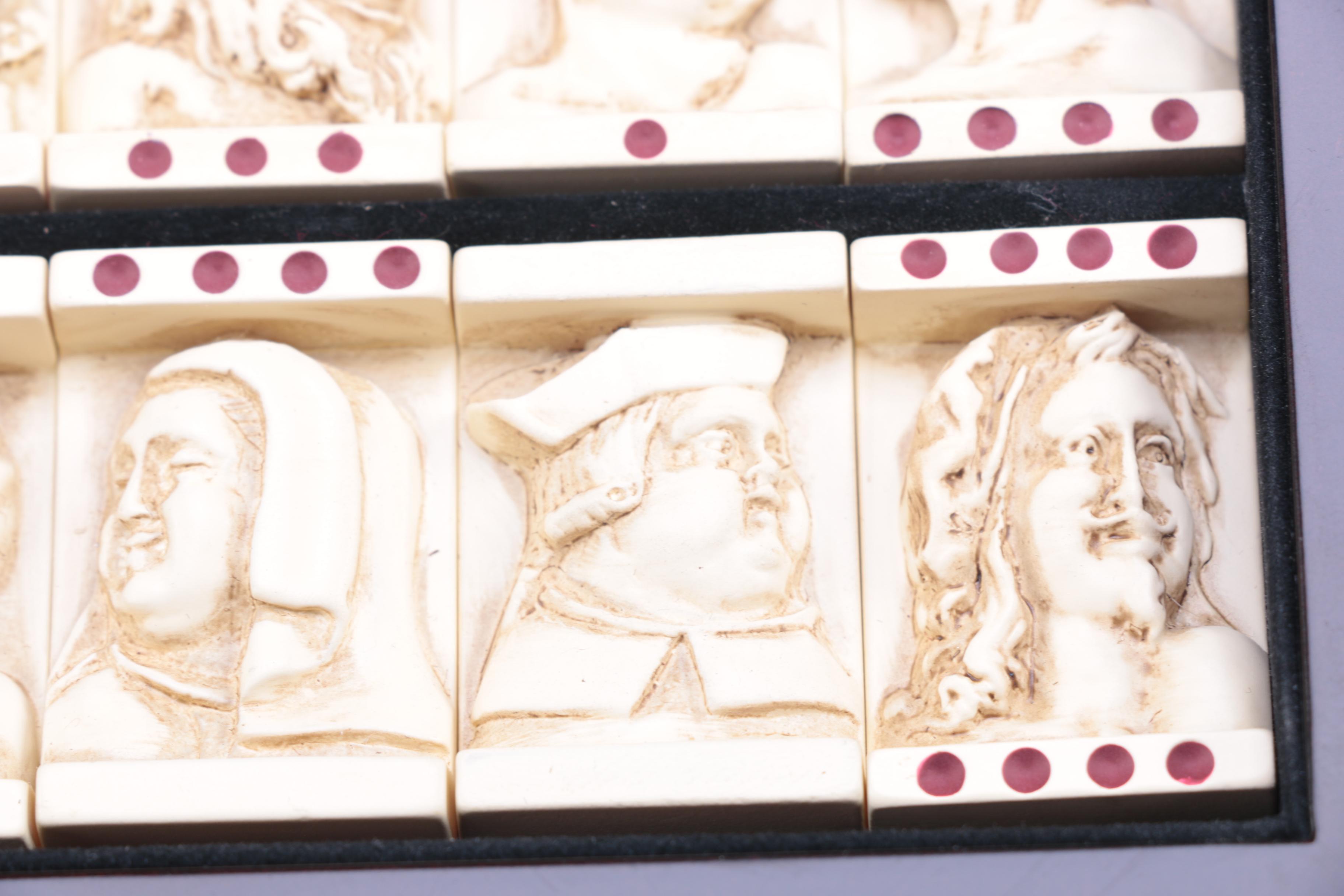 Figural Domino Pieces in Box