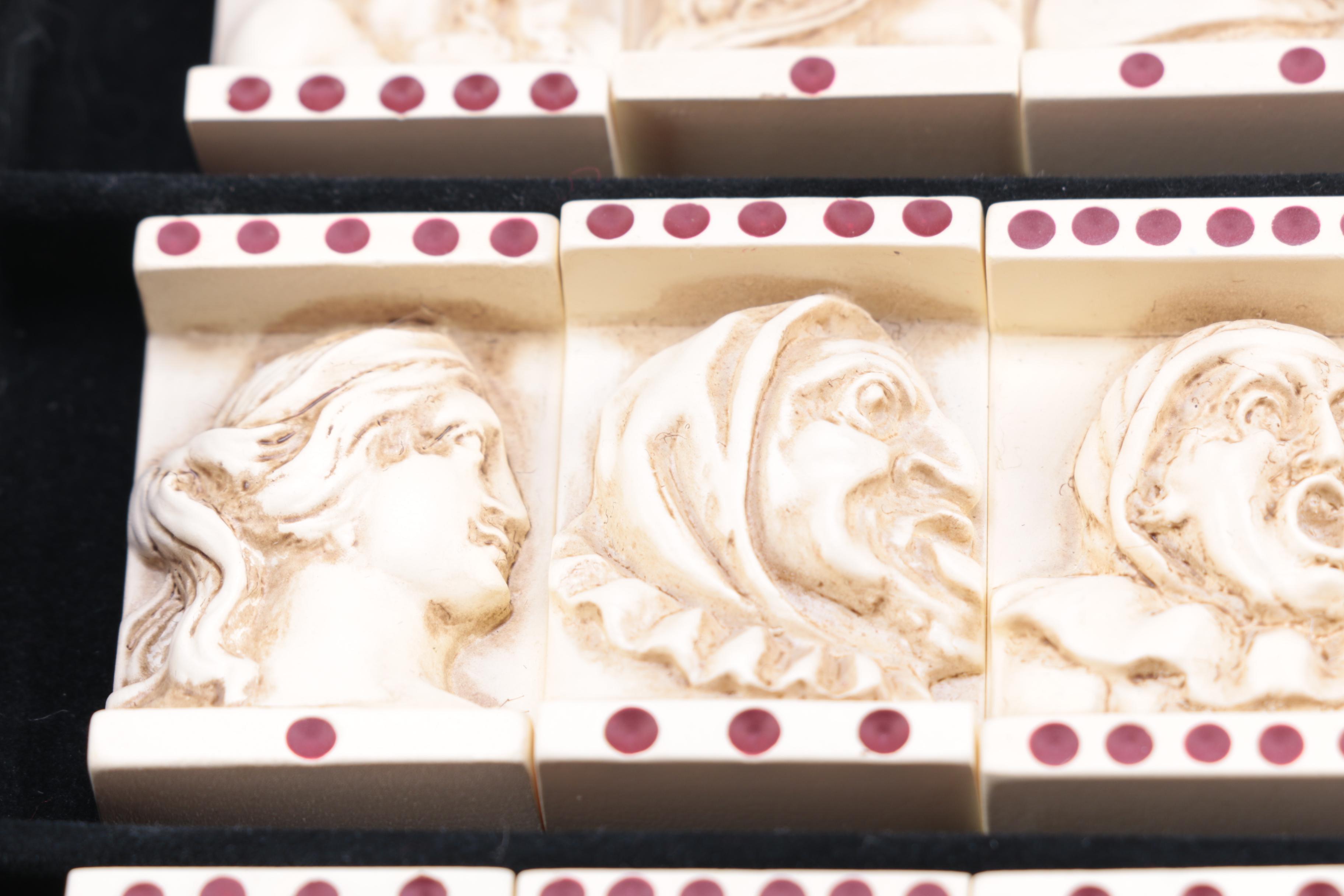 Figural Domino Pieces in Box