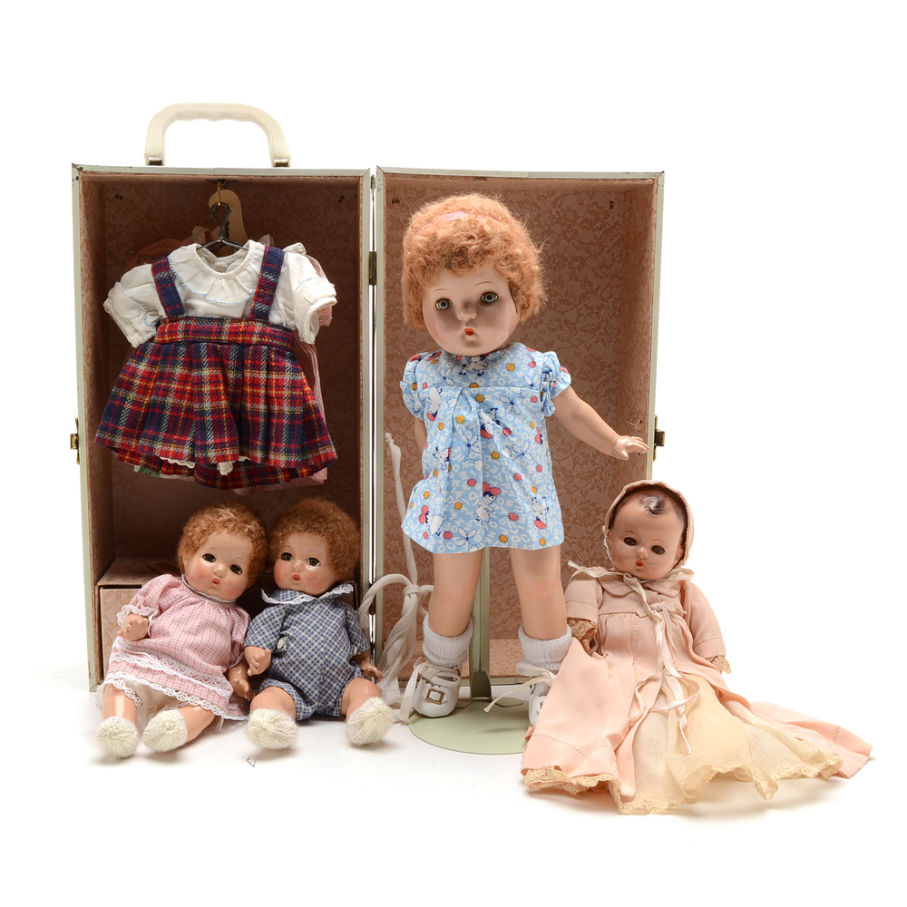 Effanbee Patsy Babyette Dolls and Simila with Clothing Doll Trunk