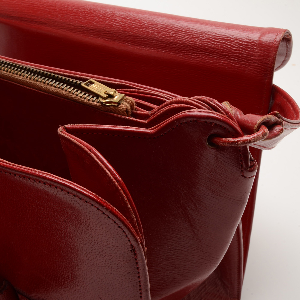 Vintage Hand Tooled Leather Handbag with Wallet and Clutch