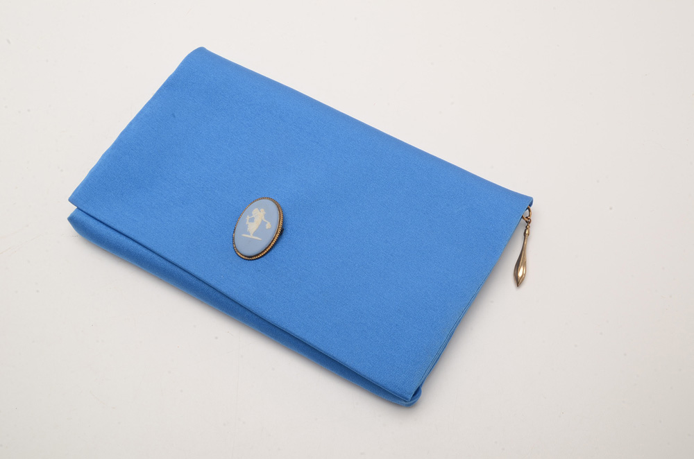 Vintage Convertible Clutch with Sterling Silver Wedgwood Brooch