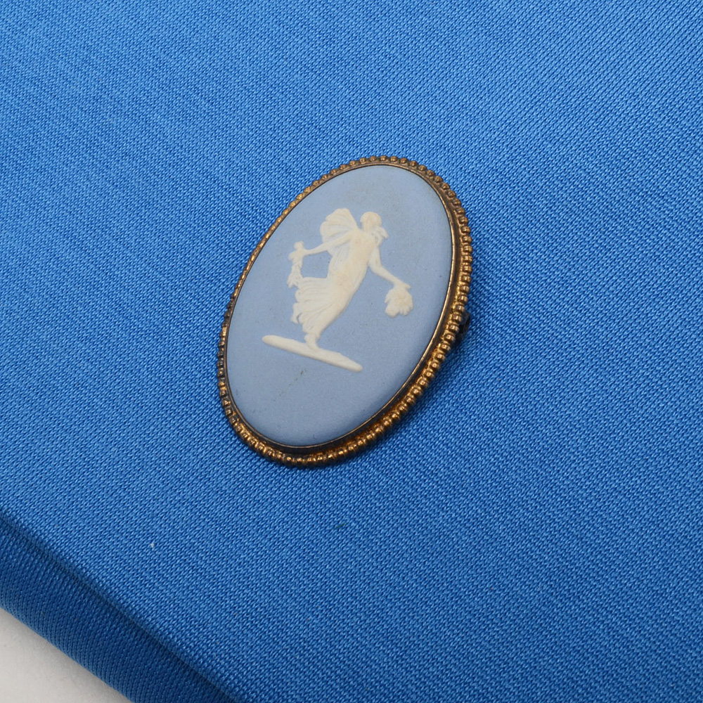 Vintage Convertible Clutch with Sterling Silver Wedgwood Brooch