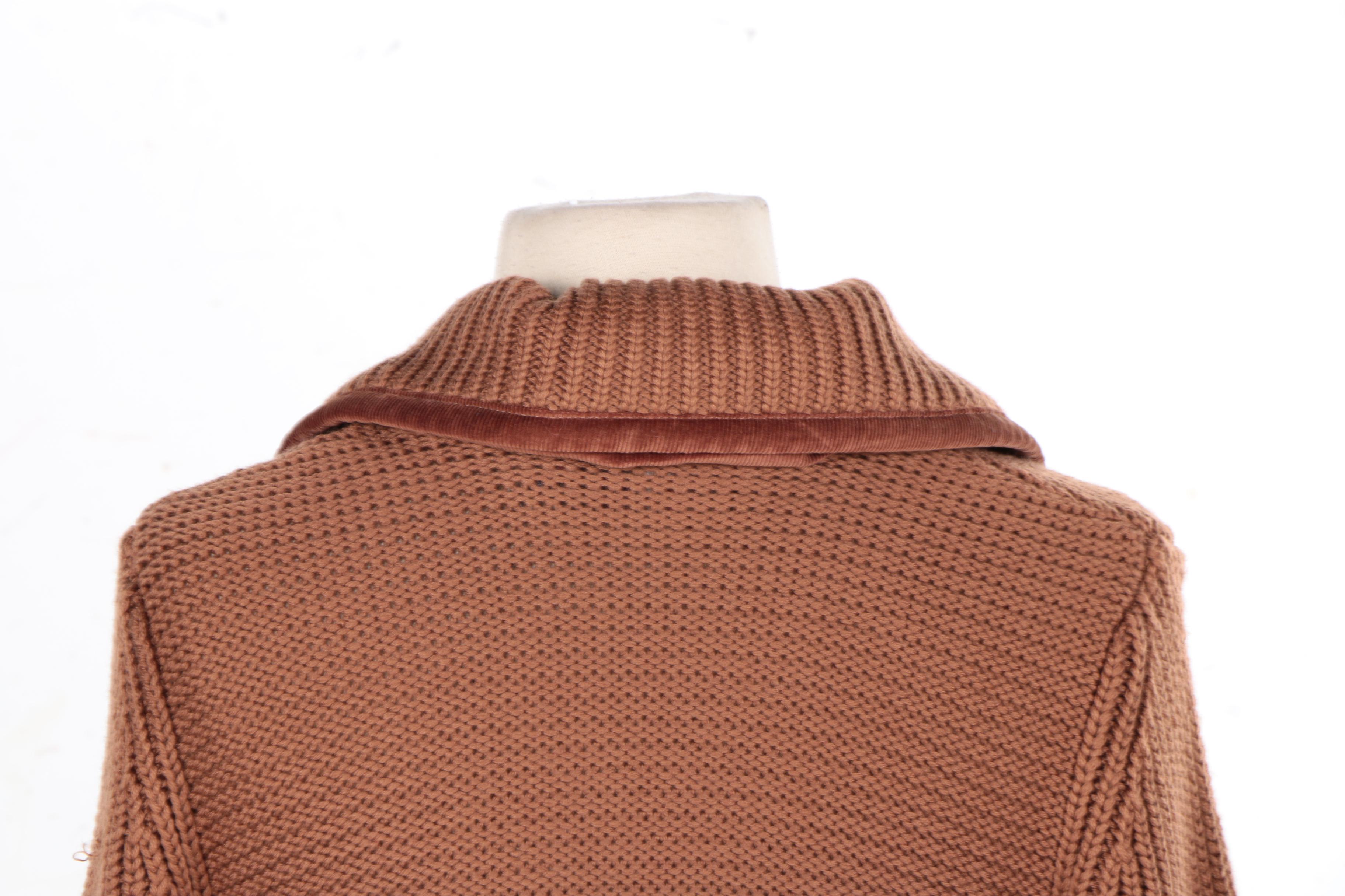 Dismero Tobacco Color Long Knit Sweater Coat