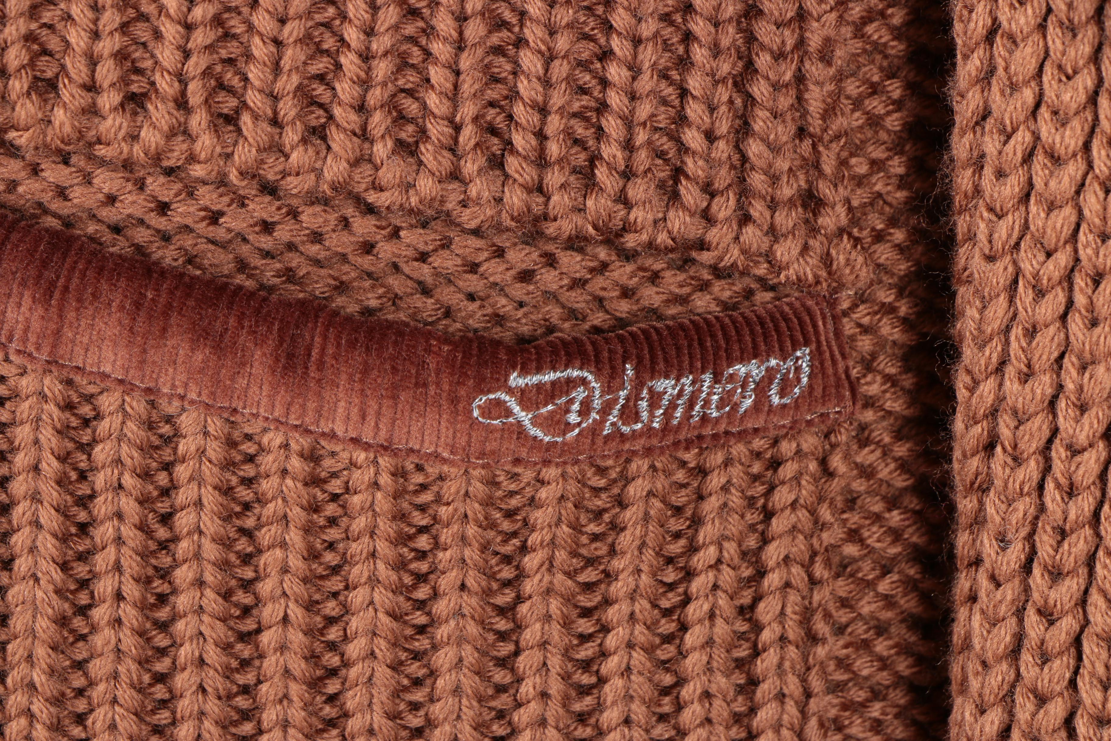 Dismero Tobacco Color Long Knit Sweater Coat