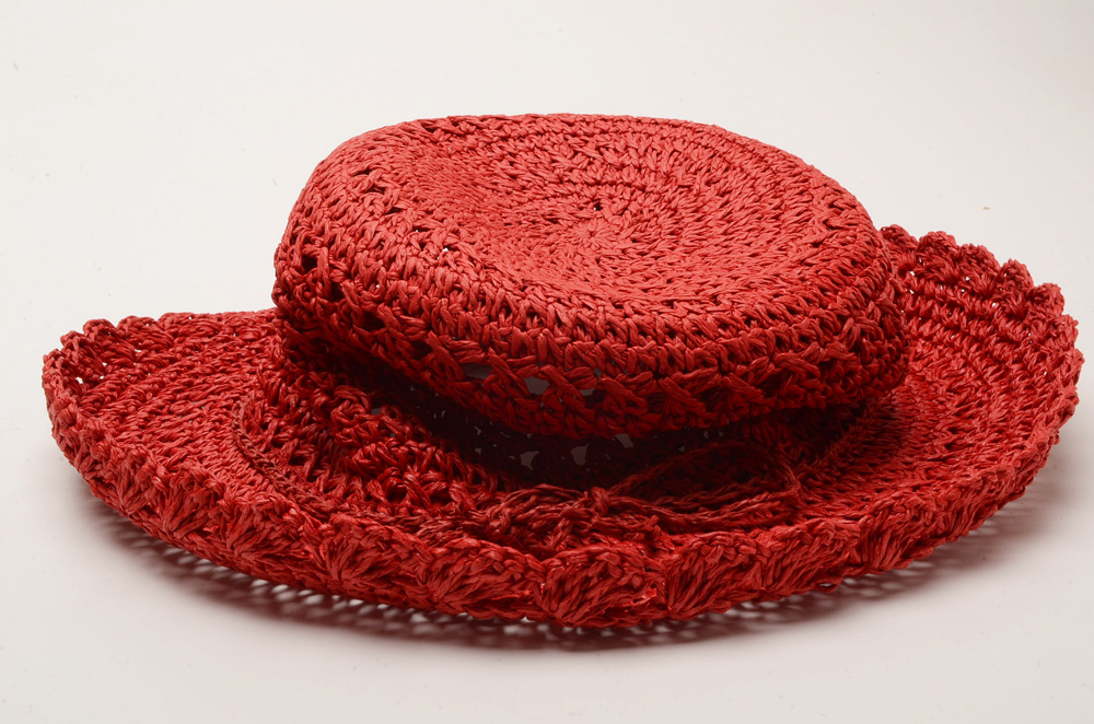 Pair of Women's Red Straw Hats