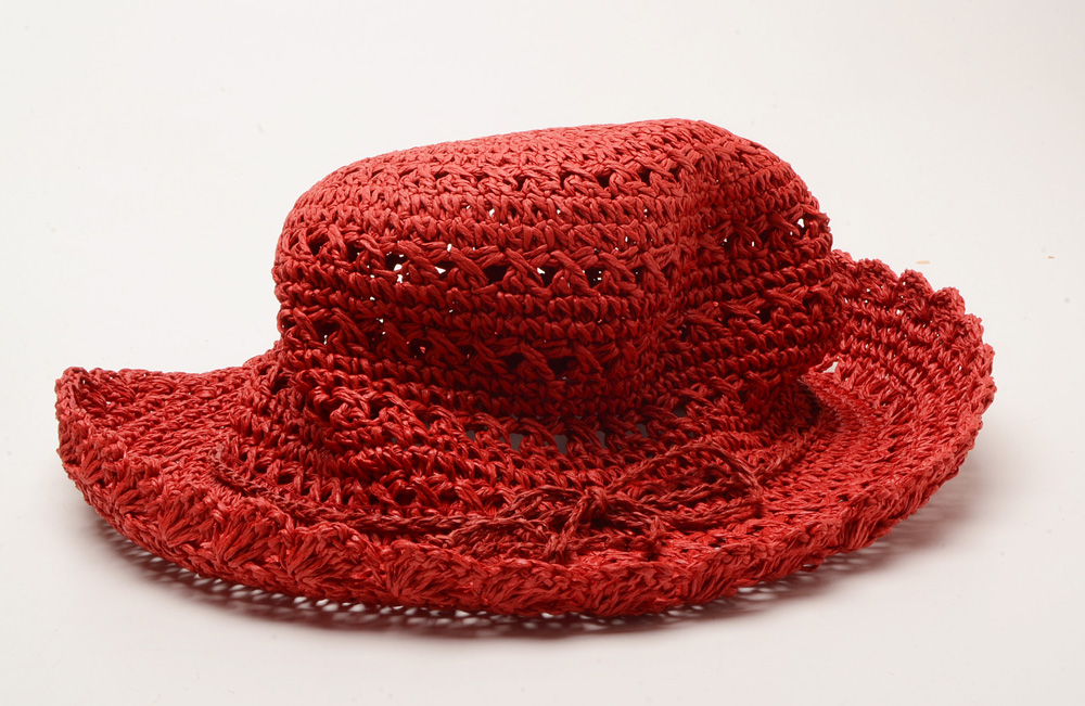 Pair of Women's Red Straw Hats