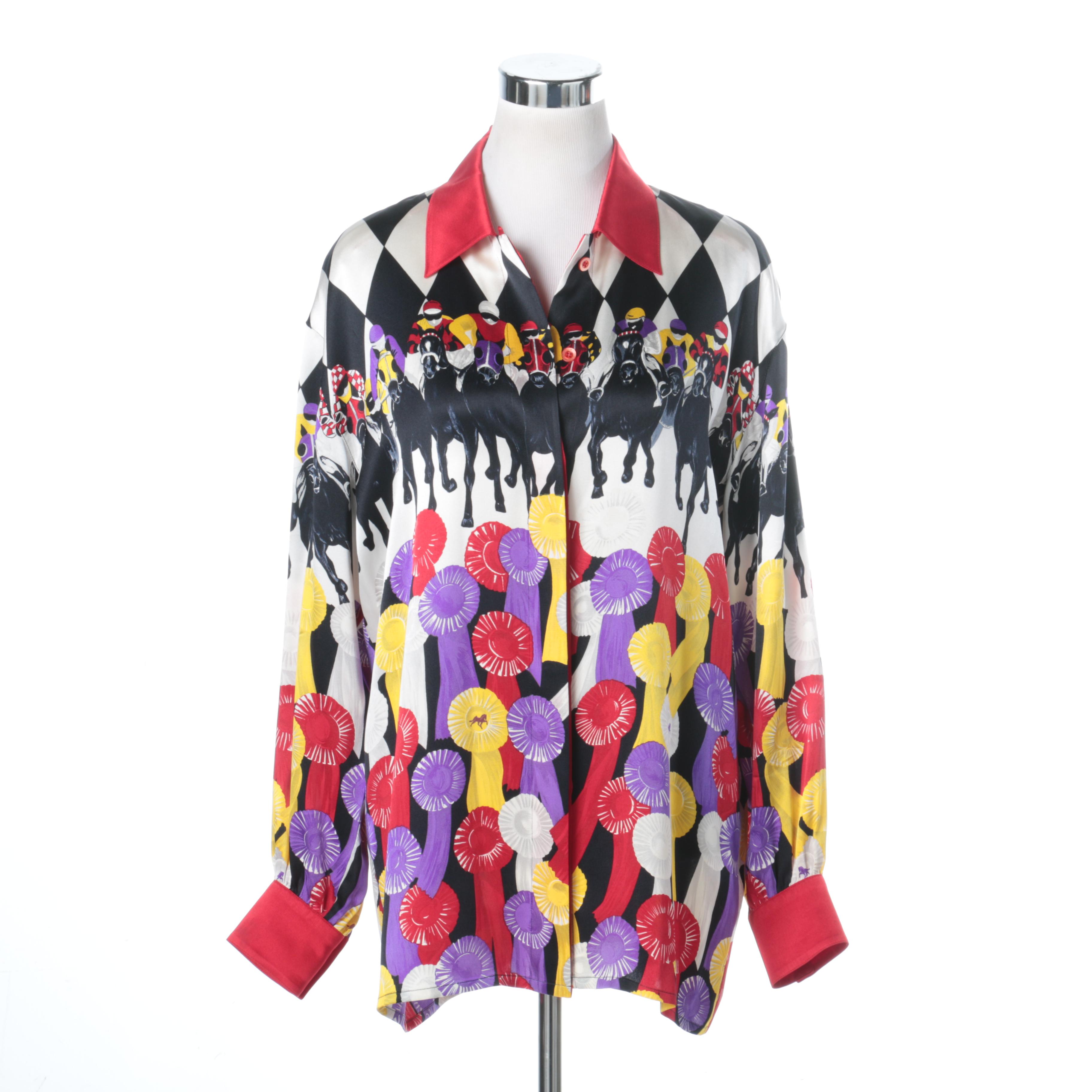 Vintage Horse Racing Escada Silk Blouse