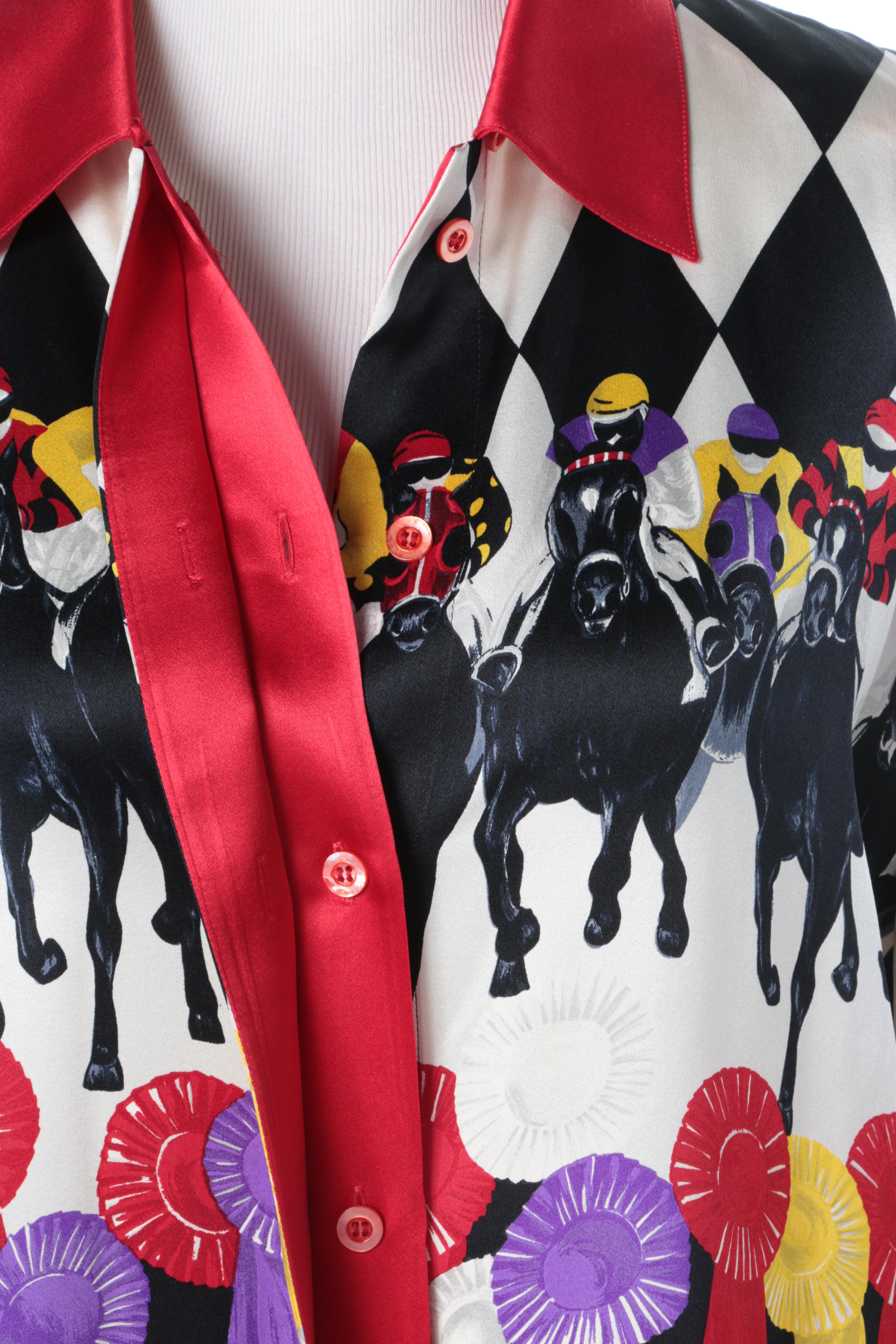 Vintage Horse Racing Escada Silk Blouse