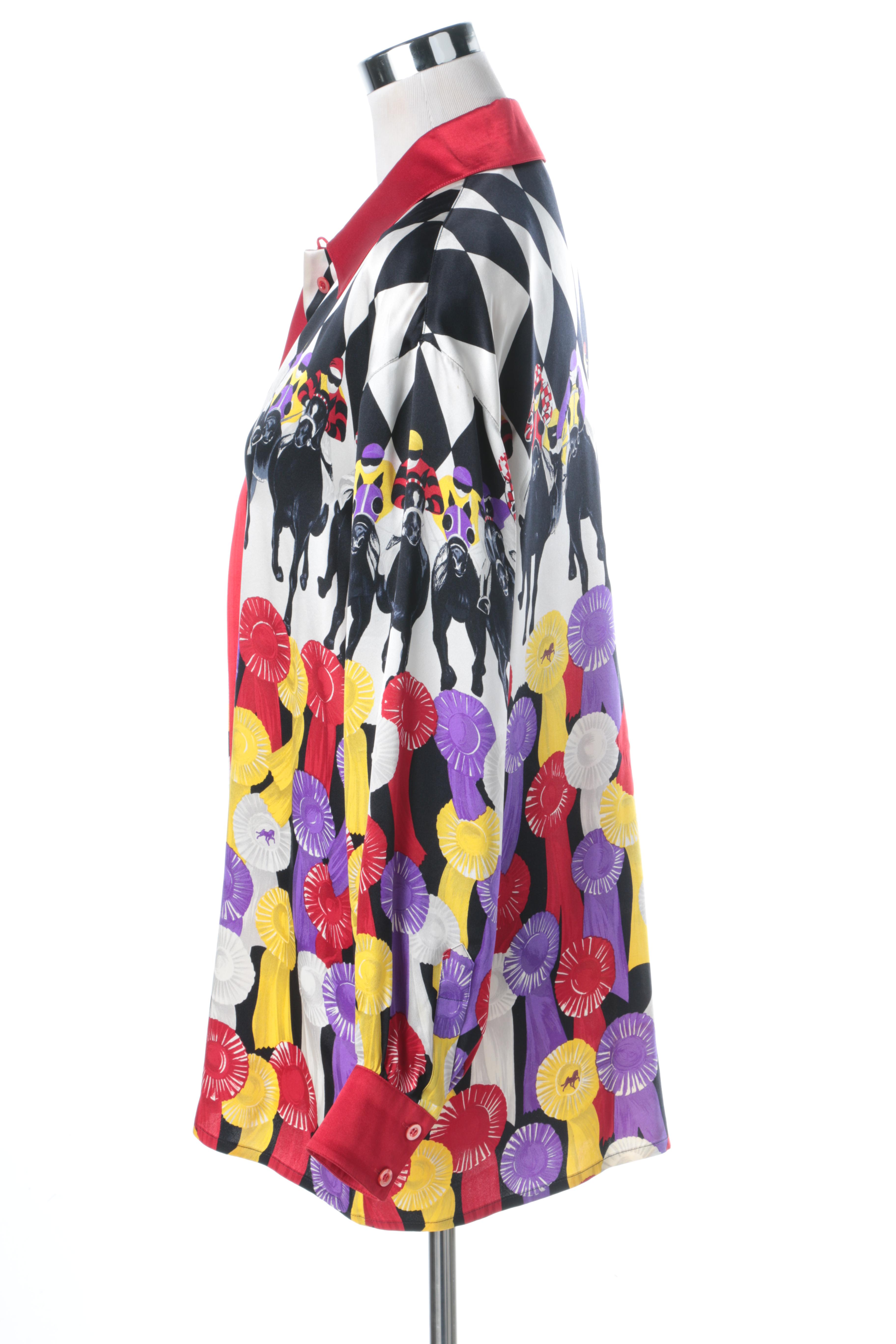 Vintage Horse Racing Escada Silk Blouse