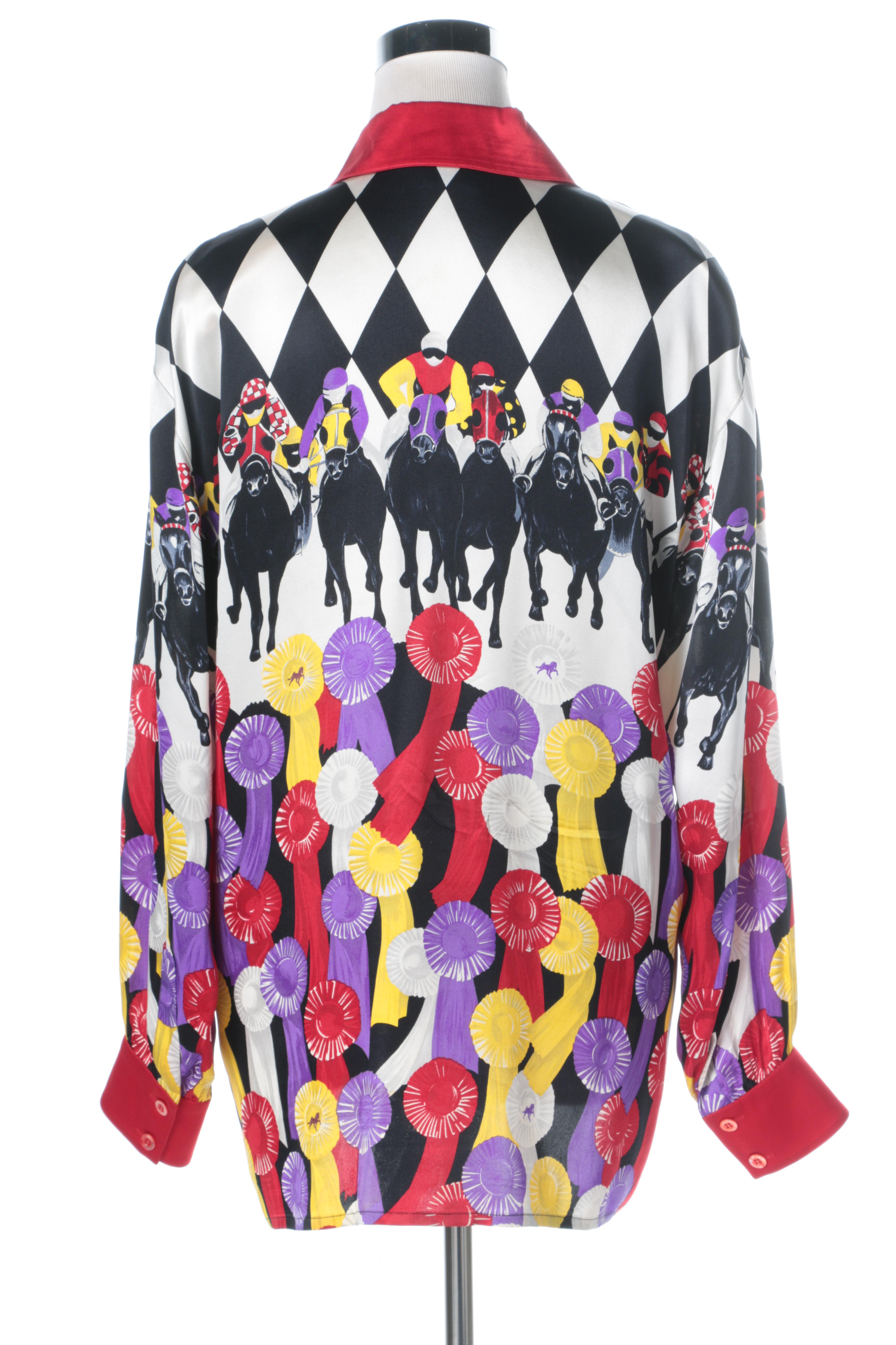 Vintage Horse Racing Escada Silk Blouse