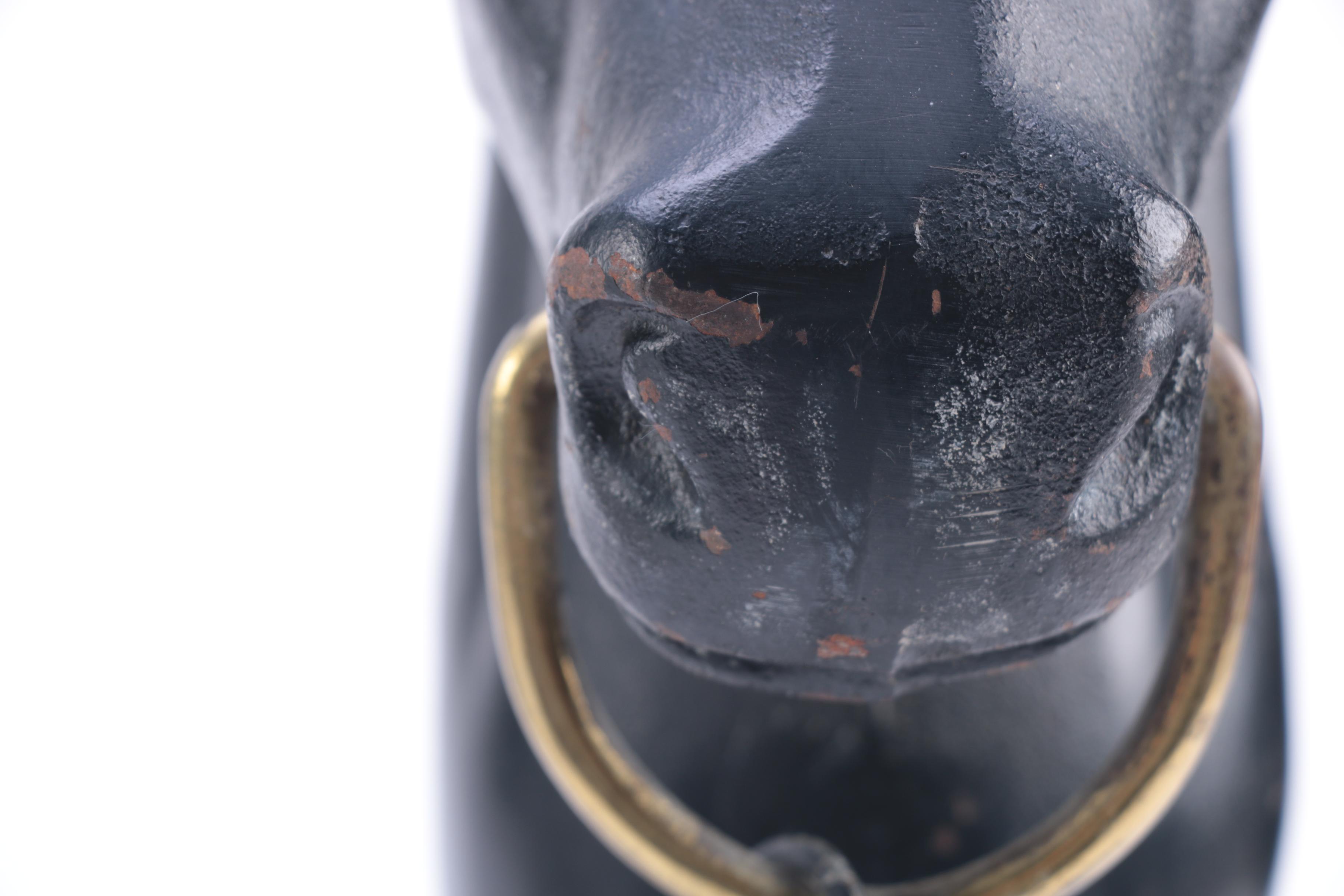 Figural Pair of Vintage Iron and Brass Equestrian Andirons