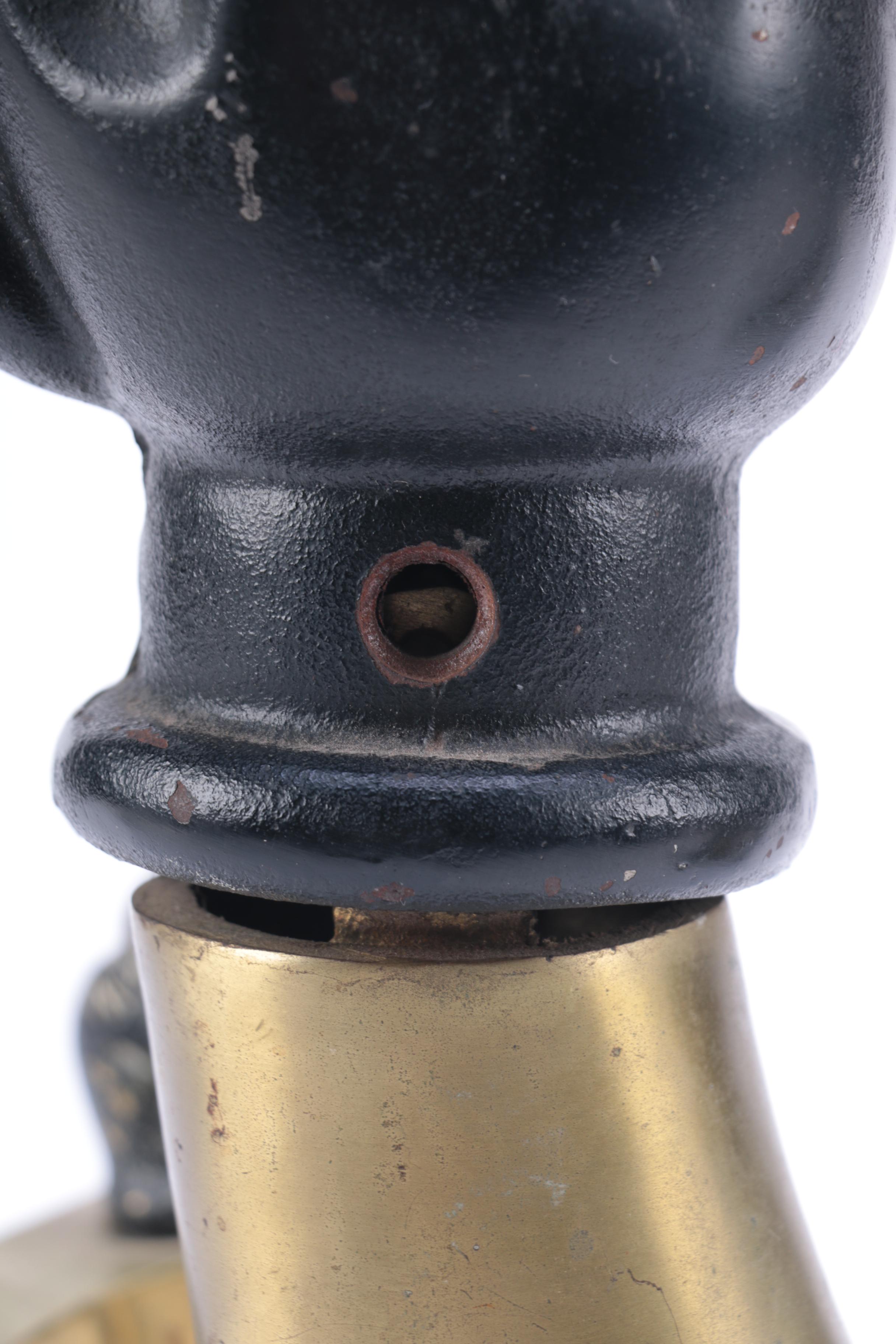 Figural Pair of Vintage Iron and Brass Equestrian Andirons