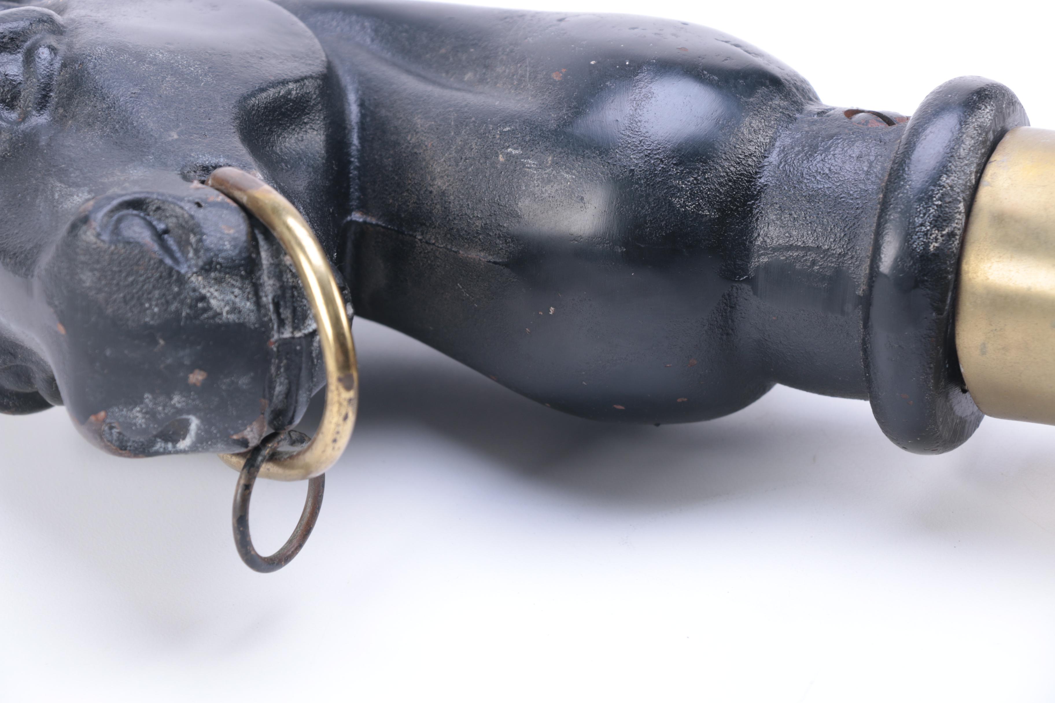 Figural Pair of Vintage Iron and Brass Equestrian Andirons