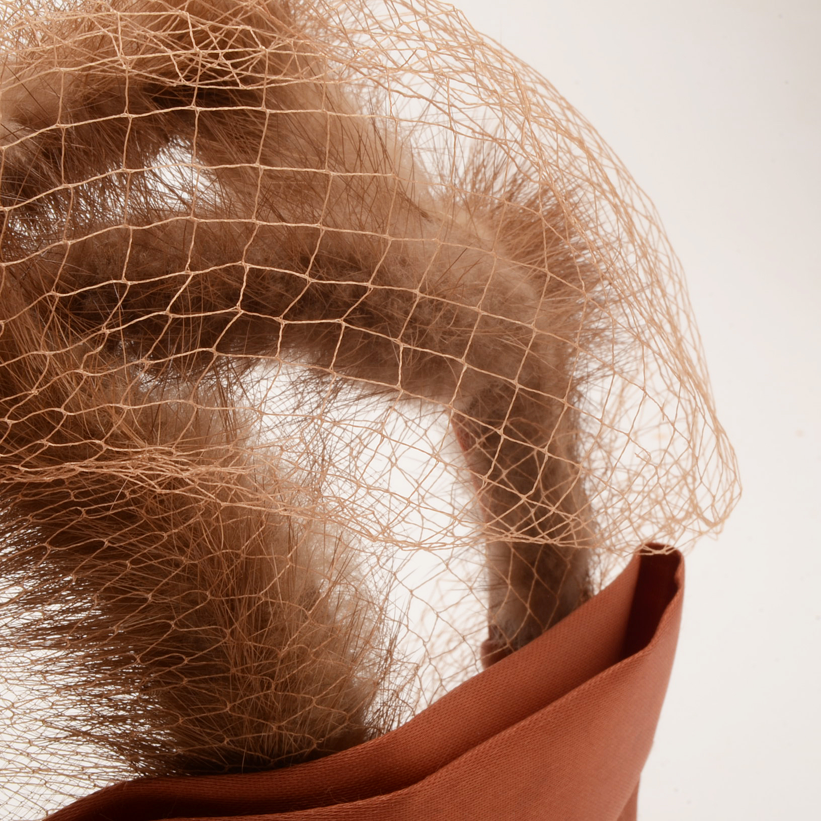 Women's Vintage Mink-Trimmed Half Hat with Hat Pins