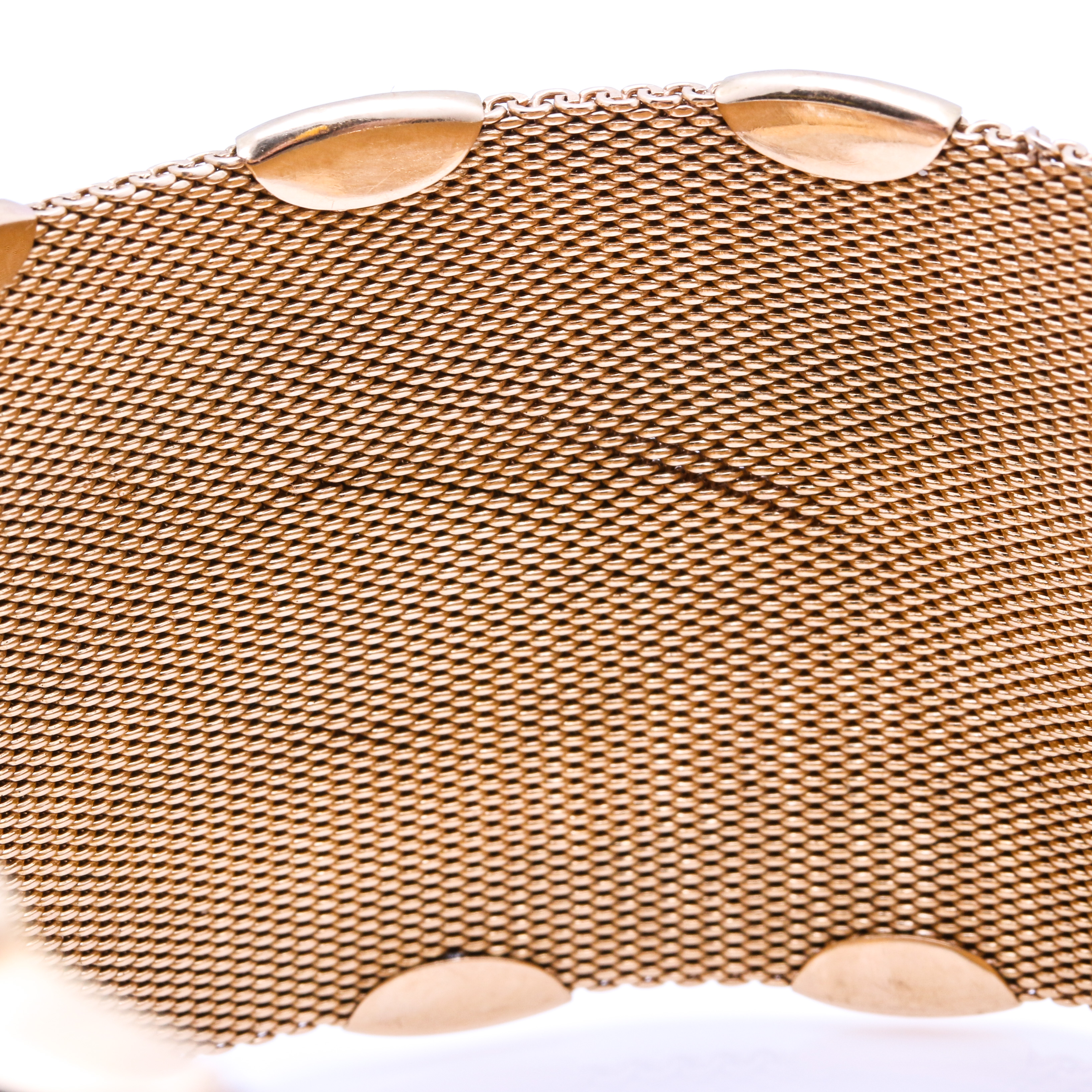 18K Yellow Gold Mesh Bracelet with Dyed Green Chalcedony Stones