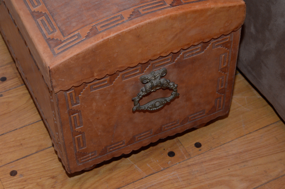 Vintage Peruvian Style Leather Trunk
