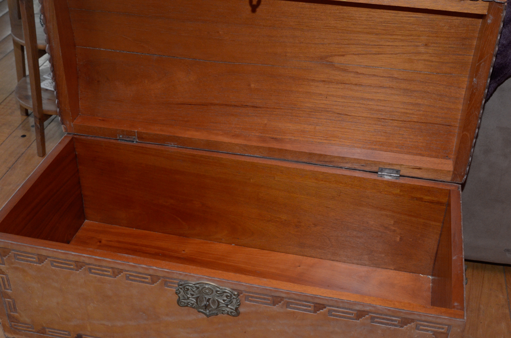 Vintage Peruvian Style Leather Trunk