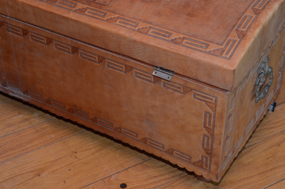 Vintage Peruvian Style Leather Trunk