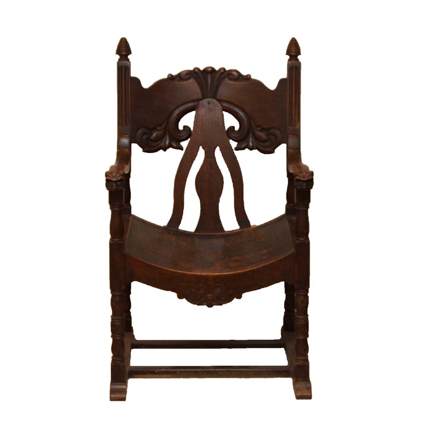 Antique Carved Wooden Throne Chair