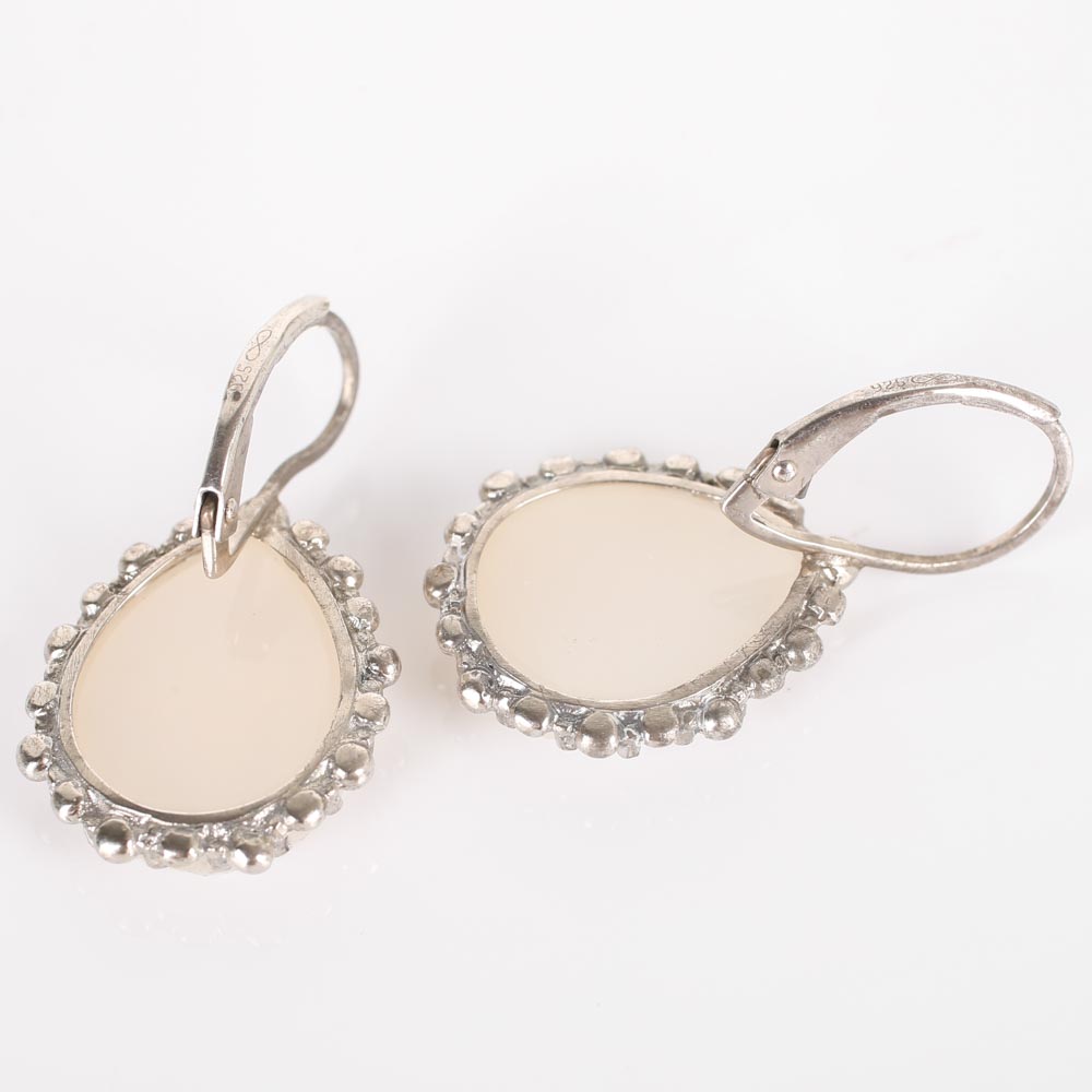 Sterling Silver Druzy Quartz Teardrop Earrings