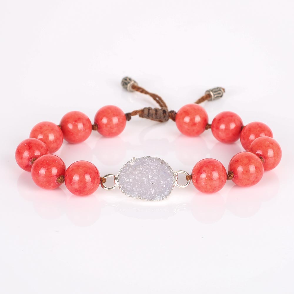 Nina Nguyen Coral Bead and Druzy Quartz Bracelet
