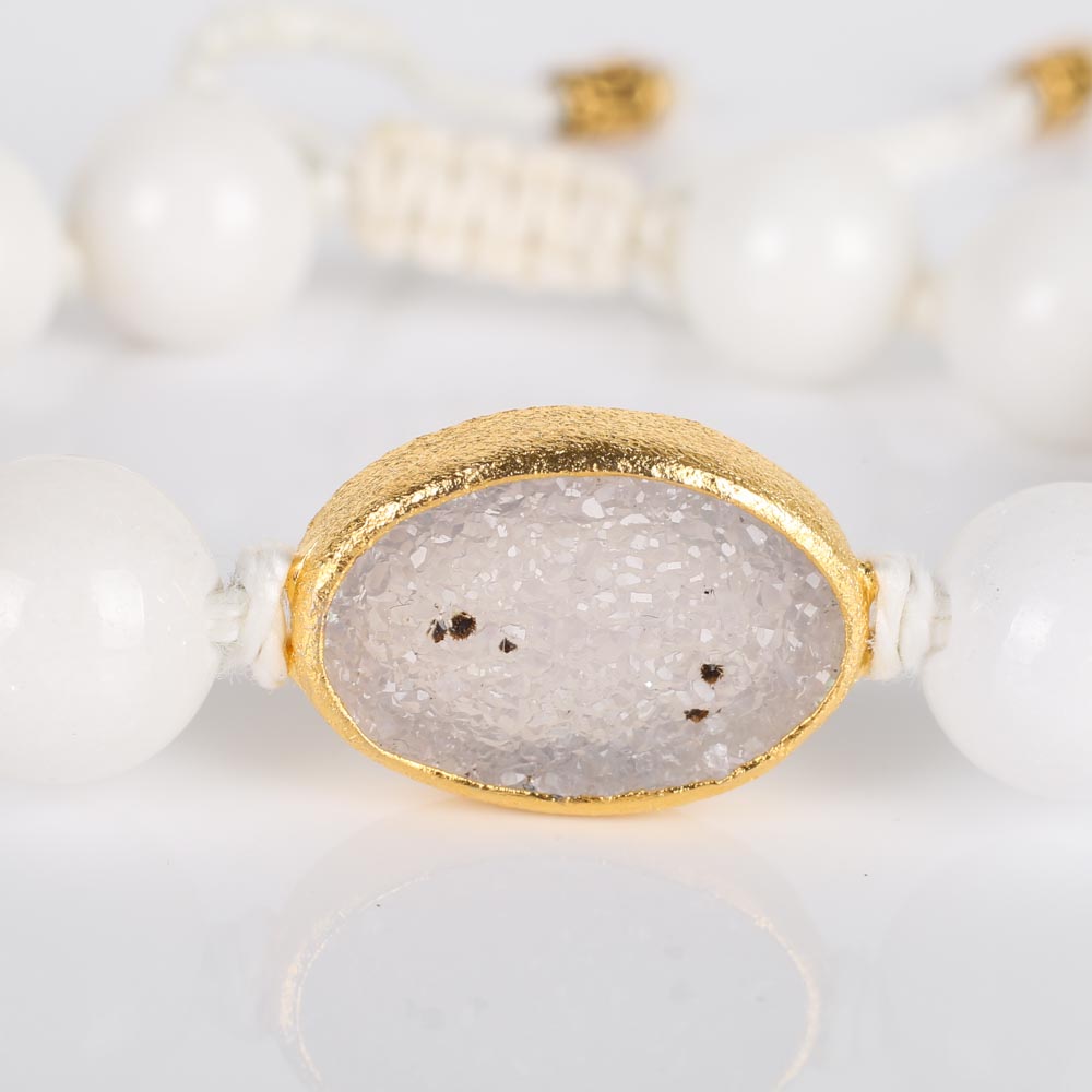 Nina Nguyen White Bead and Druzy Quartz Bracelet