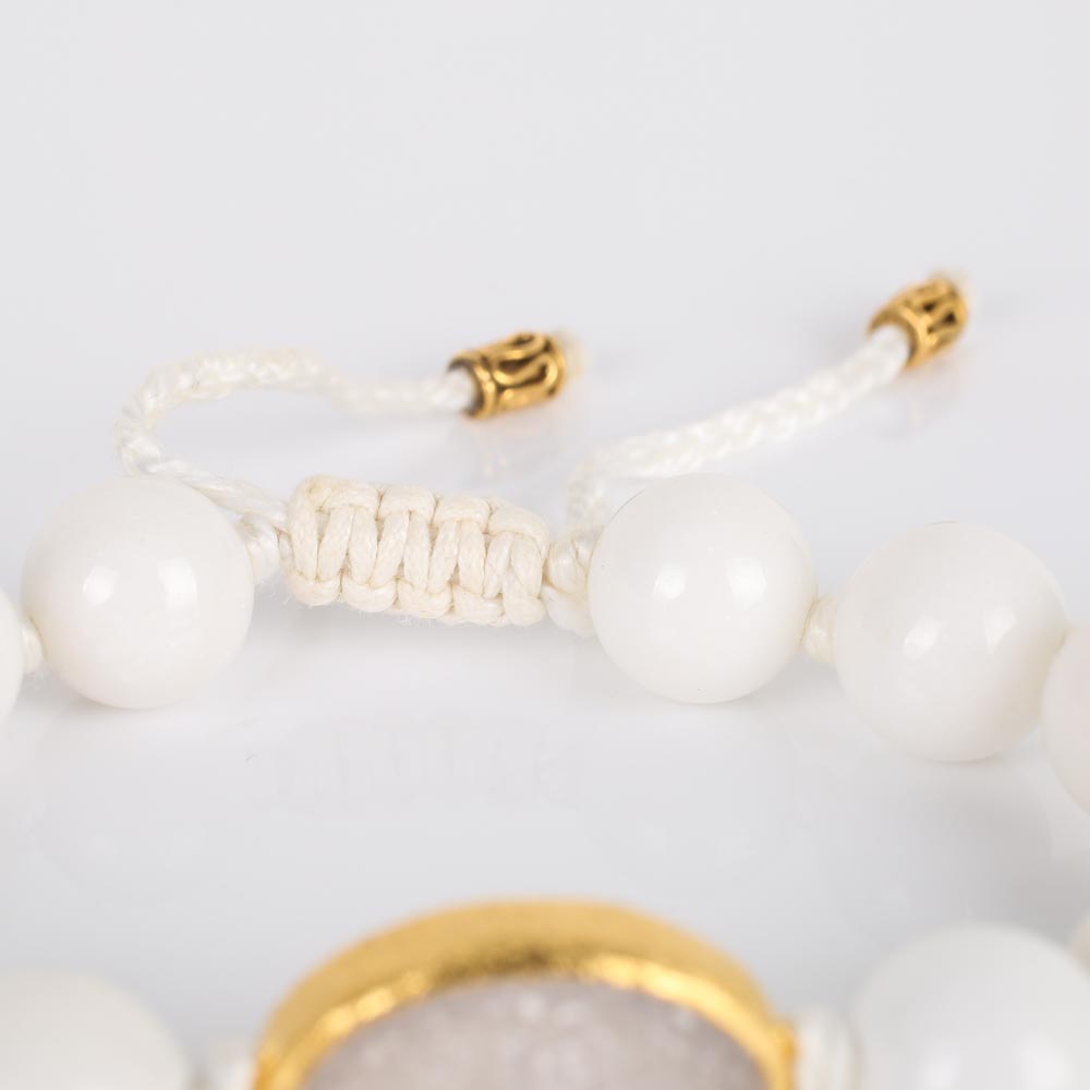 Nina Nguyen White Bead and Druzy Quartz Bracelet